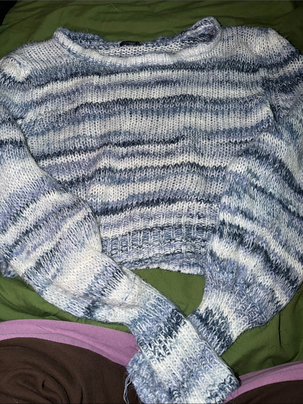 wild fable Blue & White Striped Crewneck Sweater